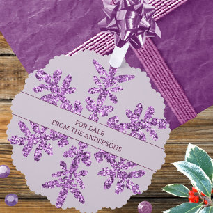 Snowflake Lila Glam Elegantes Minimalistisches Ges Ornament Karte