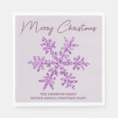Snowflake Lila Glam Minimal Weihnachts-Party Serviette (Vorderseite)