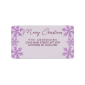 Snowflake Lila Glam Modernes Drehbuch Weihnachten Adressaufkleber (Vorne)