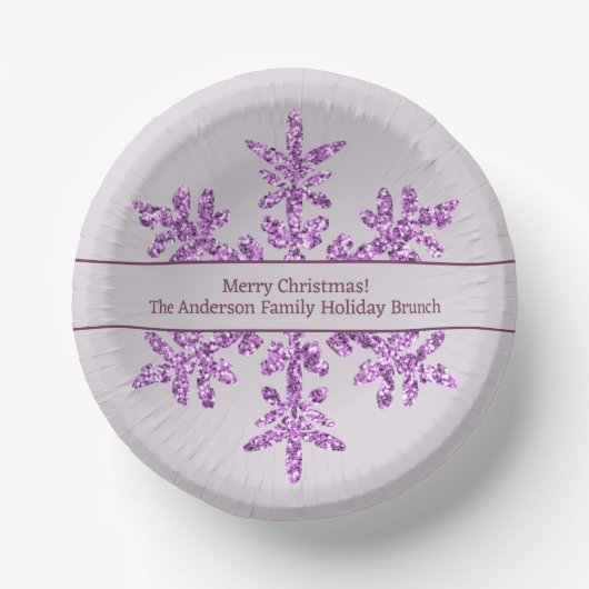 Snowflake Lila Glam Niedliches Party Pappteller (Vorderseite)
