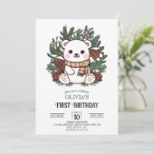 Snowflake Magic Polar Bär 1. Geburtstag Digital Einladung (Stehend Vorderseite)