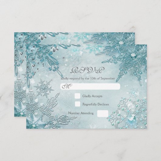 Snowflake Magic Winter Wonderland RSVP Karte (Vorne/Hinten)