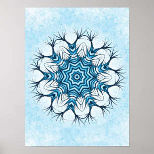 Snowflake Mandala Im blauen Winter Abstrakte Kunst Poster