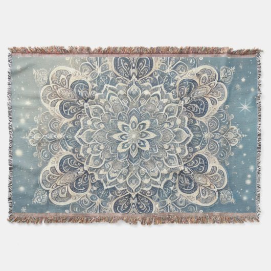 Snowflake Mandala in Frosty Hues 3 Decke (Vorderseite)