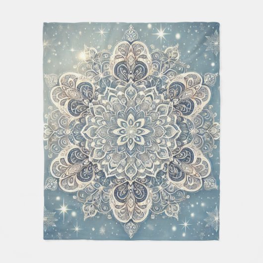 Snowflake Mandala in Frosty Hues 3 Fleecedecke (Vorderseite)