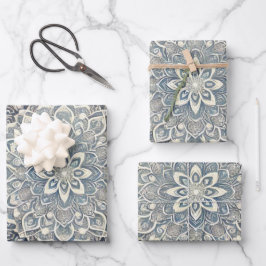 Snowflake Mandala in Frosty Hues 3 Geschenkpapier Set