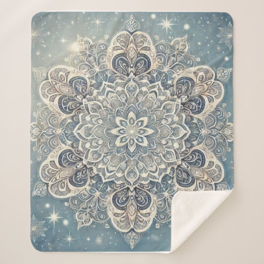 Snowflake Mandala in Frosty Hues 3 Sherpadecke (Vorderseite)