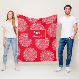 Snowflake Mandala Muster Happy Holiday Roter Winte Fleecedecke