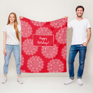 Snowflake Mandala Muster Happy Holiday Roter Winte Fleecedecke