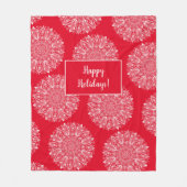Snowflake Mandala Muster Happy Holiday Roter Winte Fleecedecke (Vorderseite)