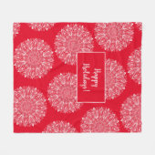 Snowflake Mandala Muster Happy Holiday Roter Winte Fleecedecke (Vorderseite (Horizontal))