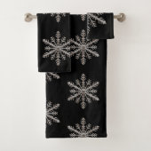 Snowflake Matte Black Badhandtuch Set (Insitu)