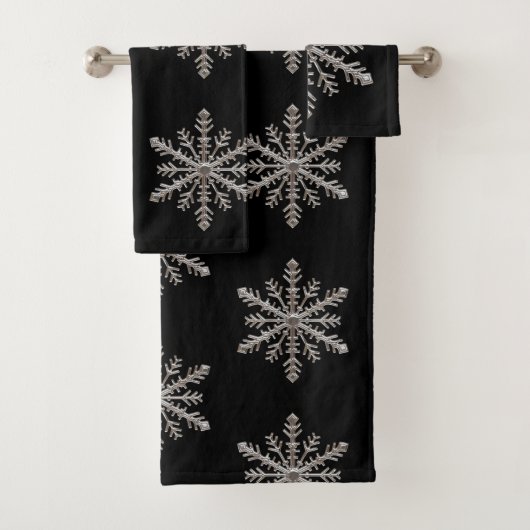 Snowflake Matte Black Badhandtuch Set (Insitu)