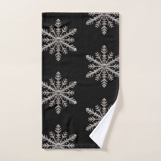 Snowflake Matte Black Badhandtuch Set (Handtuch)
