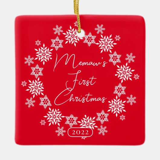 Snowflake Memaw's First Christmas Keramikornament (Vorderseite)