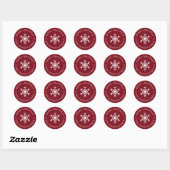 Snowflake Merry Christmas Winter Holiday Dark Red Runder Aufkleber (Blatt)