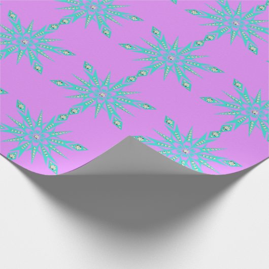 Snowflake Mitte des Jahrhunderts Retro türkis pink Geschenkpapier (Ecke)