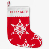 SNOWFLAKE modern cute patten white on red Kleiner Weihnachtsstrumpf (Vorderseite)