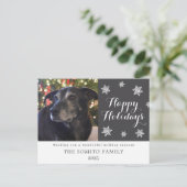 Snowflake Modern Family Photo Holiday Card Postkarte (Stehend Vorderseite)