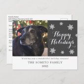Snowflake Modern Family Photo Holiday Card Postkarte (Vorne/Hinten)