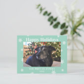 Snowflake Modern Family Photo Holiday Postkarte (Stehend Vorderseite)