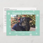 Snowflake Modern Family Photo Holiday Postkarte (Vorne/Hinten)