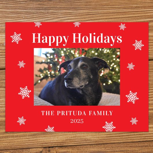 Snowflake Modern Family Photo Holiday Postkarte