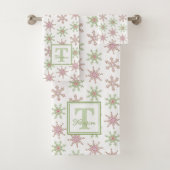 Snowflake Monogram farbenfroh Moderner Urlaub Badhandtuch Set (Insitu)