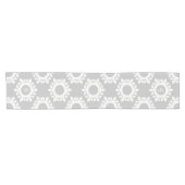Snowflake Monogram Grey Christmas Table Runner Kurzer Tischläufer (Horizontal)