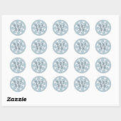 Snowflake Monogram Modern Blue Runder Aufkleber (Blatt)