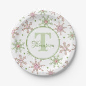 Snowflake Monogram Modern Holiday Weihnachten Pappteller (Vorderseite)