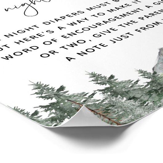 Snowflake Mountain Baby Dusche Spate Night Diapers Poster (Ecke)