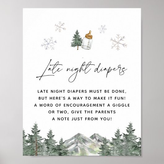 Snowflake Mountain Baby Dusche Spate Night Diapers Poster (Vorne)