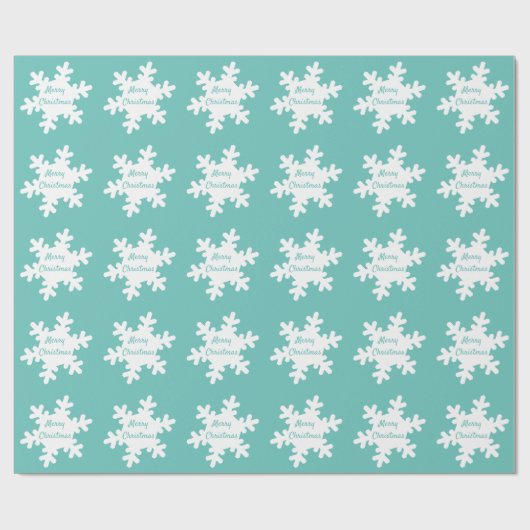 Snowflake Muster Aquamarin Weiß Frohe Weihnachten Geschenkpapier (Flach)