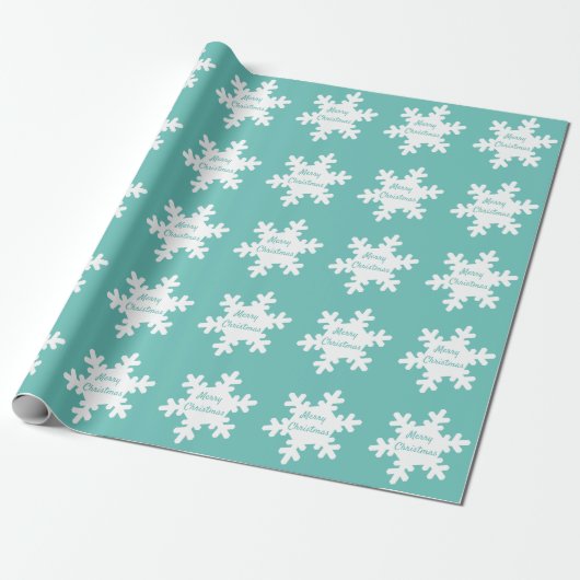 Snowflake Muster Aquamarin Weiß Frohe Weihnachten  Geschenkpapier (Ungerollt)