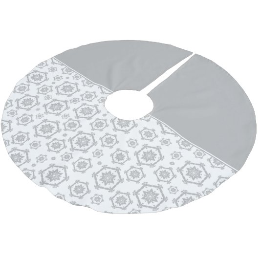 Snowflake Muster Elegante Grau Weihnachten Polyester Weihnachtsbaumdecke (Schrägansicht)