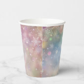 Snowflake Muster in Soft Pastellfarben Bokeh Pappbecher (Rechts)