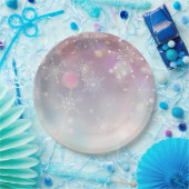 Snowflake Muster in Soft Pastellfarben Bokeh Pappteller (Party)