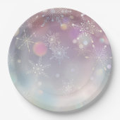 Snowflake Muster in Soft Pastellfarben Bokeh Pappteller (Vorderseite)