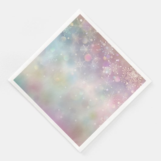 Snowflake Muster in Soft Pastellfarben Bokeh Serviette (Ecke)