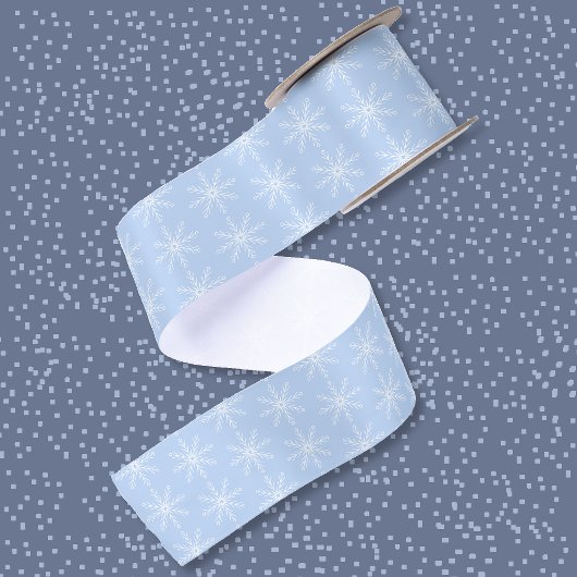 Snowflake Muster Light Blue Ribbon Satinband