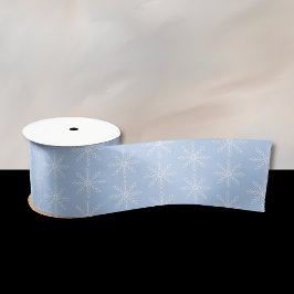 Snowflake Muster Light Blue Ribbon Satinband