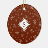 Snowflake Muster Mit Monogramm Rotes Weihnachtsfes Keramik Ornament (Links)