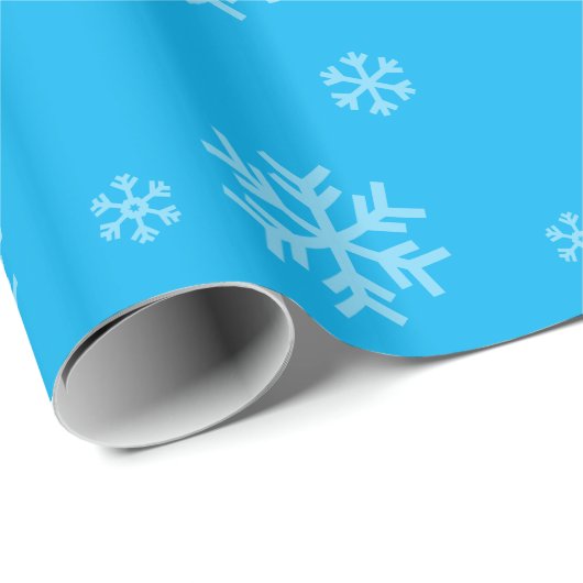 Snowflake Muster Moderner Winterurlaub Blau Geschenkpapier (Rolleneckpunkt)