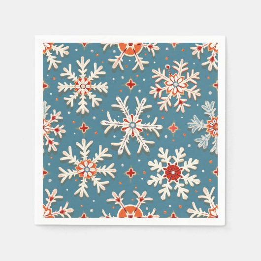Snowflake Muster Napkin mit blauem Hintergrund Serviette (Vorderseite)