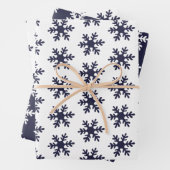 Snowflake Muster Navy Blue White Holiday Geschenkpapier Set (Beispiel)
