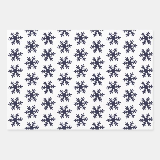Snowflake Muster Navy Blue White Holiday Geschenkpapier Set (Vorderseite)