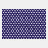 Snowflake Muster Navy Blue & White Winter Geschenkpapier Set (Vorderseite)