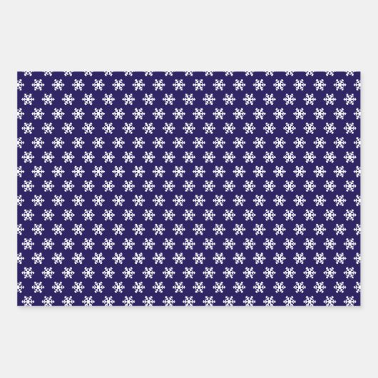Snowflake Muster Navy Blue & White Winter Geschenkpapier Set (Vorderseite)
