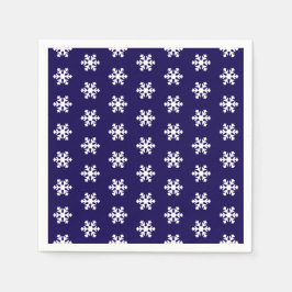 Snowflake Muster Navy Blue & White Winter Serviette
